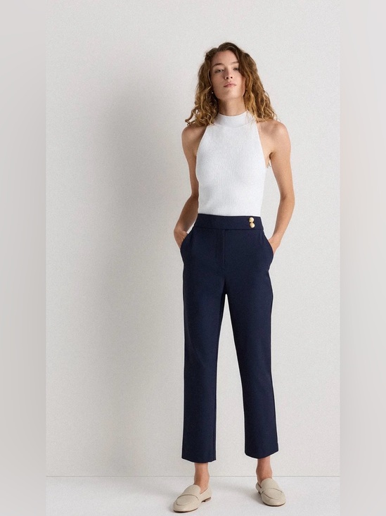 Quince Pants - Quince Scuba Slim Ankle Pants navy blue sz 12